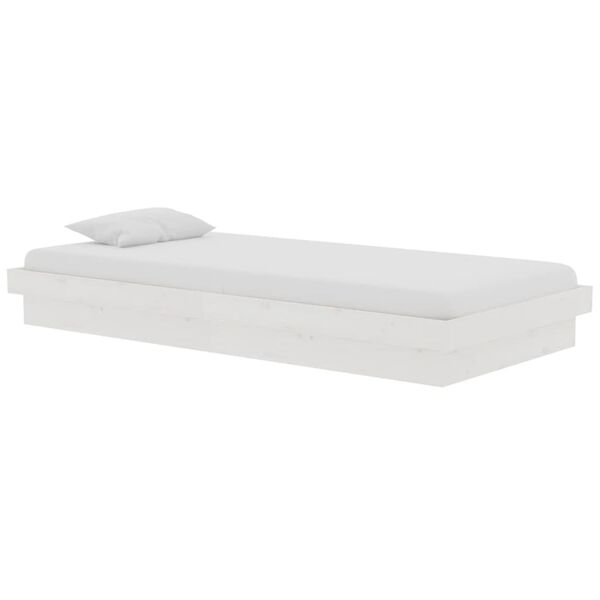 vidaXL Bed Frame without Mattress White Solid Wood Single