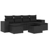 vidaXL 7 Piece Garden Sofa Set with Cushions Black Poly Rattan