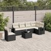 vidaXL 7 Piece Garden Sofa Set with Cushions Black Poly Rattan