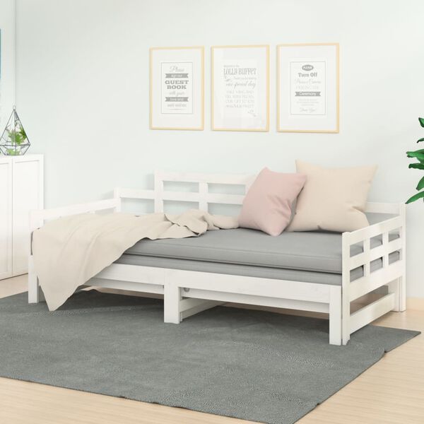 vidaXL Pull-out Day Bed without Mattress White 2x(90x190) cm