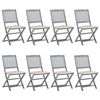 vidaXL Folding Chairs 8 pcs with Cushions Solid Acacia Wood