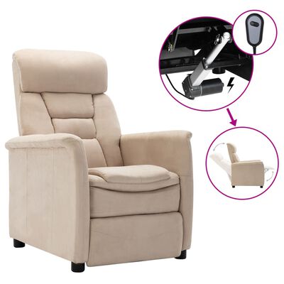 vidaXL Electric Recliner Chair Cream Faux Suede Leather