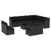 vidaXL 13 Piece Garden Sofa Set with Cushions Black Poly Rattan