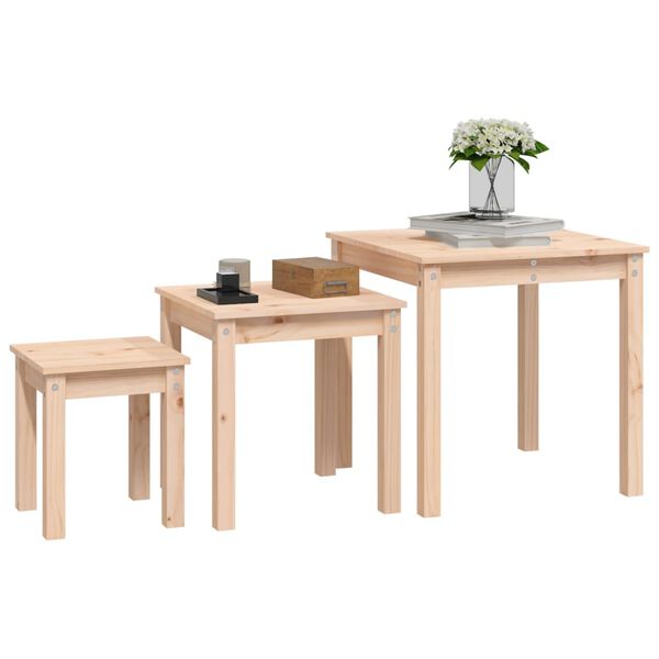 vidaXL Nesting Tables 3 pcs Solid Wood Pine