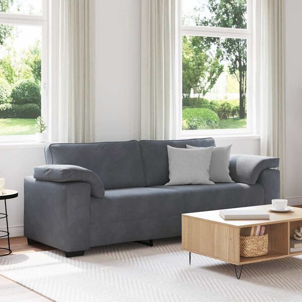 vidaXL 3-Seater Sofa Dark Grey 220x77x82 cm Velvet