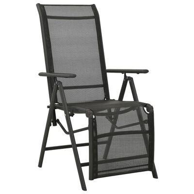 vidaXL Reclining Garden Chairs 2pcs Textilene and Aluminium Black