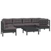 vidaXL 7 Piece Garden Lounge Set with Cushions Black Pinewood