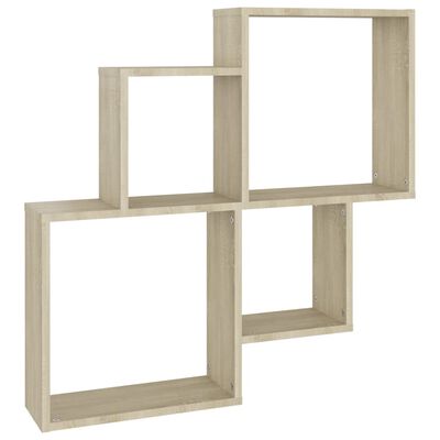 vidaXL Wall Cube Shelf Sonoma Oak 80x15x78.5 cm Engineered Wood