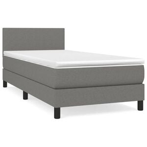 vidaXL Box Spring Bed with Mattress Dark Grey 100x200 cm Fabric