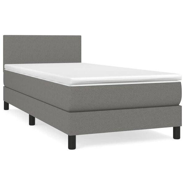 vidaXL Box Spring Bed with Mattress Dark Grey 100x200 cm Fabric