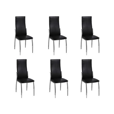 vidaXL Dining Chairs 6 pcs Black Faux Leather