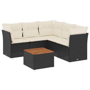 vidaXL 6 Piece Garden Sofa Set with Cushions Black Poly Rattan
