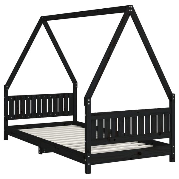 vidaXL Kids Bed Frame Black 90x190 cm Solid Wood Pine