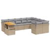 vidaXL 10 Piece Garden Sofa Set with Cushions Beige Poly Rattan