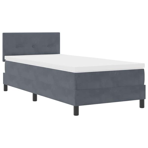 vidaXL Box Spring Bed Dark Grey and White 107 x 203 cm Fabric