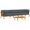 vidaXL Sofa Set with Cushion Plain 4 pcs Anthracite Solid Acacia Wood
