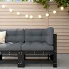 vidaXL Corner Sofa with Cushions Black Solid Wood Pine