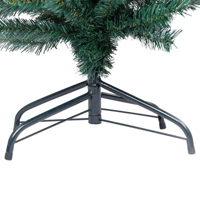 vidaXL Slim Artificial Pre-lit Christmas Tree with Stand Green 210cm PVC