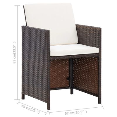 vidaXL 5 Piece Outdoor Dining Set with Cushions Poly Rattan Brown