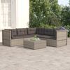 vidaXL 5 Piece Garden Lounge Set with Cushions Grey Poly Rattan