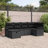 vidaXL Garden Sofa Set with Cushion Manual 6 pcs Black Poly Rattan
