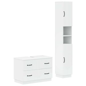vidaXL 2 Piece Bathroom Cabinet Set HOORN White Engineered Wood