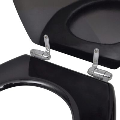 vidaXL Toilet Seats with Soft Close Lids 2 pcs MDF Black