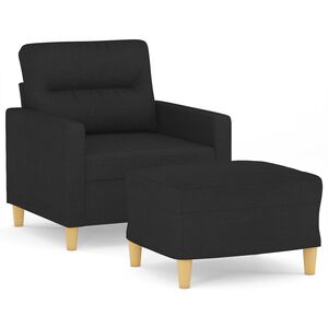 vidaXL Sofa Chair with Footstool Black 60 cm Fabric