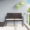 vidaXL 2-Seater Garden Bench with Cushions Brown PP Rattan