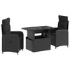 vidaXL Outdoor Dining Set 3 pcs Black Poly Rattan