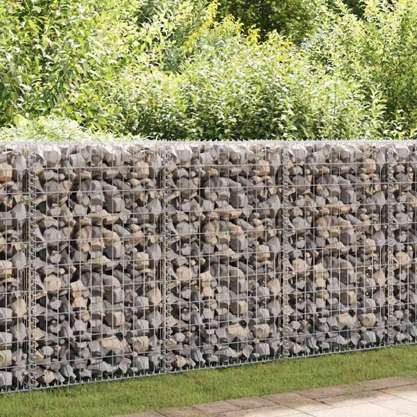 vidaXL Gabion Wall with Covers Galvanised Steel 60x30x100 cm