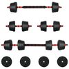 vidaXL 2-in-1 Dumbbell Set Black and Red 121 x 19.5 x 19.5 cm