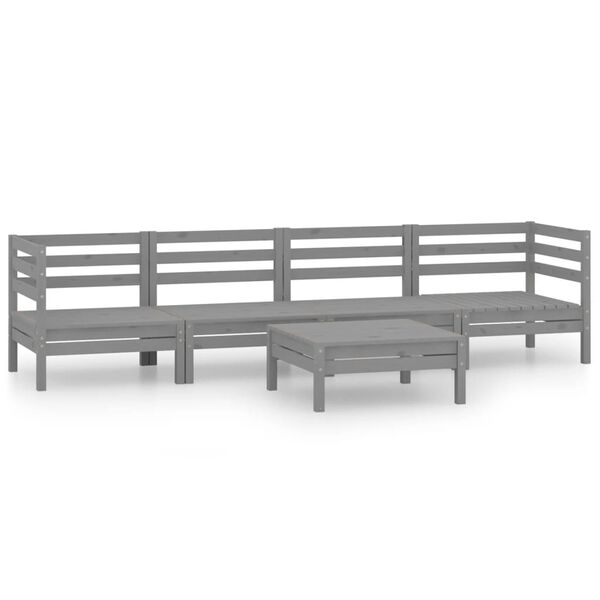 vidaXL 5 Piece Garden Lounge Set Grey Solid Pinewood