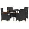 vidaXL Garden Dining Set 5 pcs Black Poly Rattan