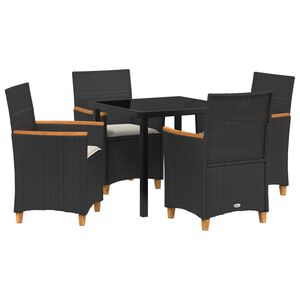 vidaXL Garden Dining Set 5 pcs Black Poly Rattan