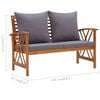 vidaXL Garden Bench with Cushions 119 cm Solid Acacia Wood