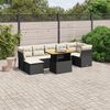 vidaXL 8 Piece Garden Sofa Set with Cushions Black Poly Rattan