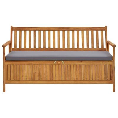 vidaXL Garden Storage Bench with Cushion 148 cm Solid Acacia Wood