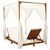 vidaXL Double Sun Lounger with Curtains & Cushions Solid Acacia Wood