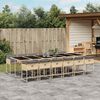vidaXL 13 Piece Garden Dining Set with Cushions Mix Beige Poly Rattan