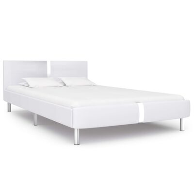 vidaXL Bed Frame White Faux Leather King Size