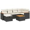 vidaXL 7 Piece Garden Sofa Set with Cushions Black Poly Rattan