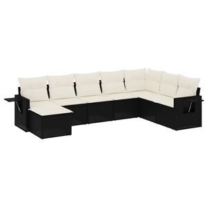vidaXL 8 Piece Garden Sofa Set with Cushions Black Poly Rattan