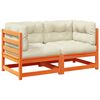 vidaXL 2 Piece Garden Sofa Set with Cushions Wax Brown Solid Wood Pine