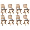 vidaXL Folding Chairs with Cushions 8 pcs Solid Acacia Wood