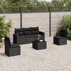vidaXL 6 Piece Garden Sofa Set with Cushions Black Poly Rattan
