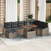 vidaXL Garden Sofa Set with Cushion 9 pcs Grey Poly Rattan
