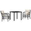 vidaXL Garden Dining Set with Cushion 7 pcs Black Poly Rattan