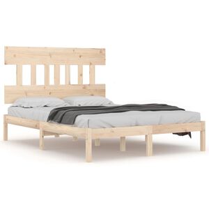 vidaXL Bed Frame | Natural Wood | Solid pinewood (untreated) | Super King