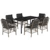 vidaXL 7 Piece Garden Dining Set with Cushions Grey Poly Rattan